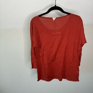 J. Crew Burnt Orange Red 3/4 Long Sleeve T Shirt Top